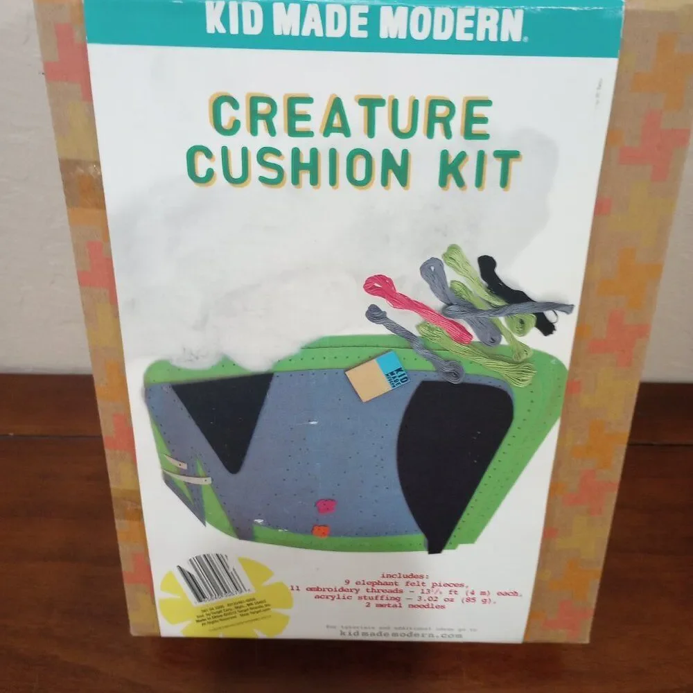 Kid Made Modern Creature Cushion Kit New Elephant Embroidery Craft NEW!